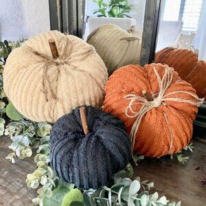 Set/3 Chenille Pumpkins